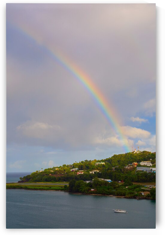 Rainbow On The Lighthouse On St Lucia by Bo Insogna