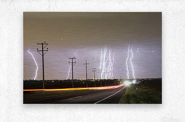 Lightning Bolts Cloud to Ground Striking   Metal print