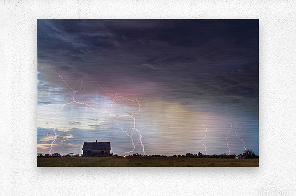 Lightning On the Prairie Homestead  Metal print
