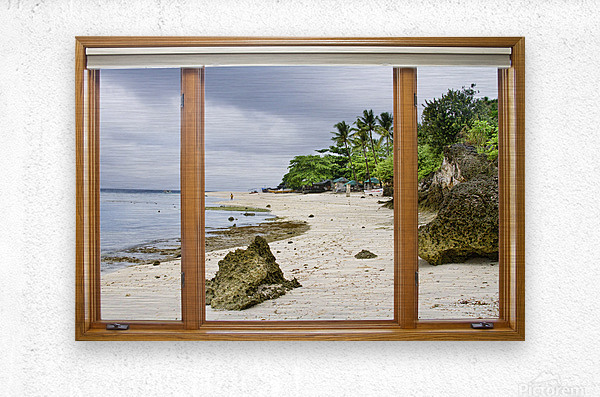Beach Tropical Wood Window View  Metal print