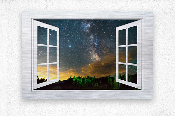 Milky Way Rising Out Of Clouds Open Window View  Metal print