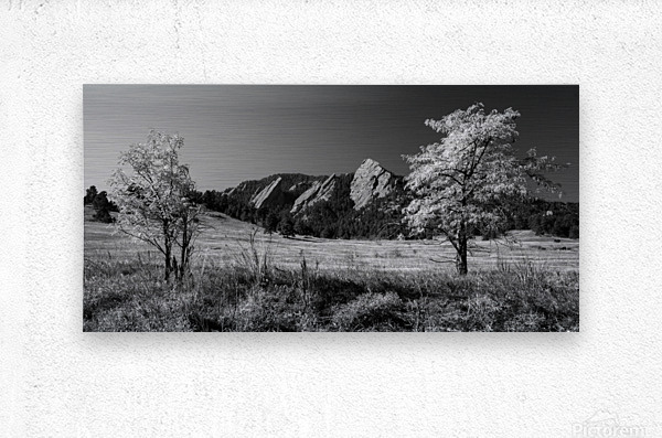 Boulder Colorado Flatirons Black White Pano  Metal print