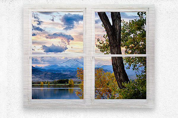 Colorado Rocky Mountain Lake Autumn White Window  Metal print