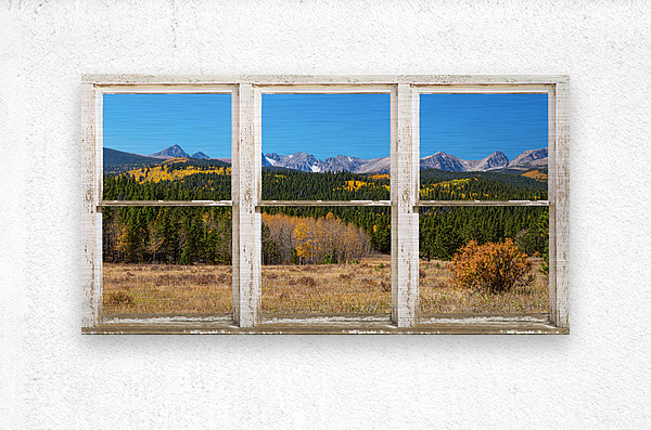 High Elevation Rocky Mountain Peaks Barn Window  Metal print