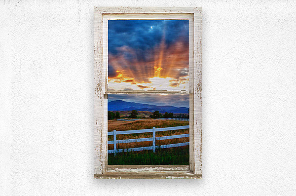 Country Beams sunlight White Barn Window  Impression metal