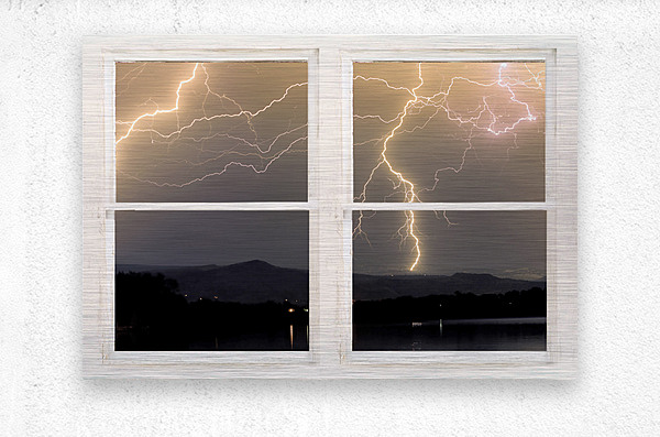Stormy Night Window View  Metal print