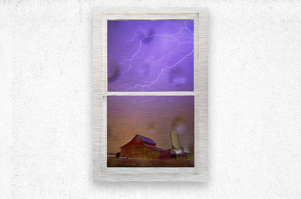 Rainy Country Barn White Window View  Metal print