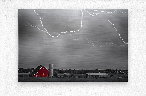 Farm Thunderstorm HDR BWSC  Metal print
