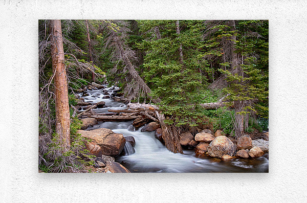Rocky Mountains Stream Scenic Landscape  Metal print