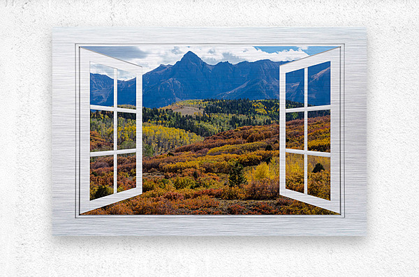 Colorful Rocky Mountains Open Window View  Metal print