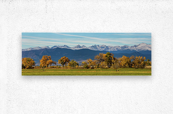Rocky Mountain Autumn Farming Panorama  Impression metal