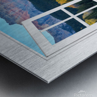 Trout Lake Autumn Rocky Mountain Open White Window Metal print