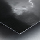 Black and White Lightning Over Arizona Desert Saguaro Impression metal