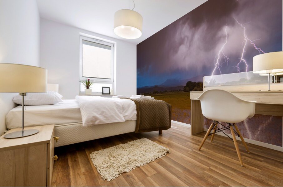 Lightning Striking Longs Peak Foothills 8 Mural print