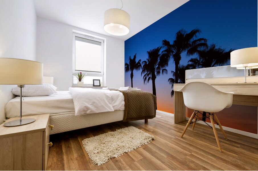 Palm Shadows Dancing in the Colors of Dusk Mural print