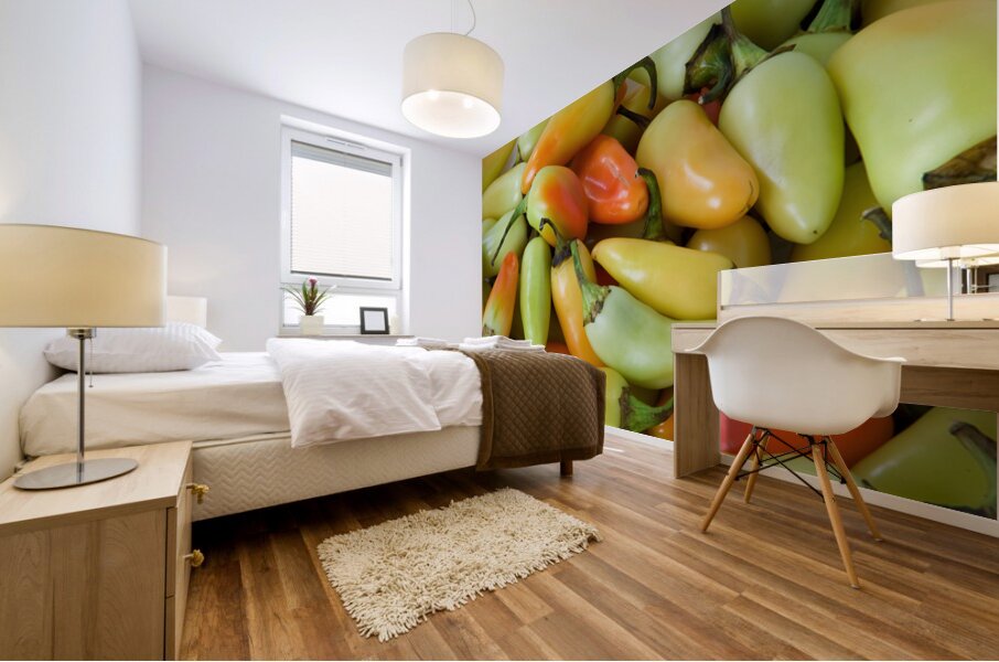 A Fiery Mix of Colorful Peppers Mural print