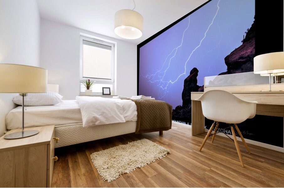 Praying Monk Camelback Mountain Lightning Monsoon Storm Limited  Mural print