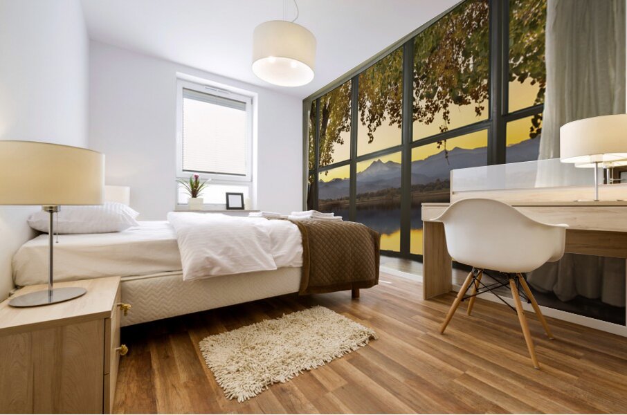 Golden Reflections Mountain Window View Fine Art Landscape Mural print