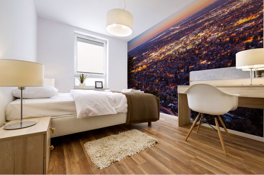 City Of Boulder Colorado Downtown Scenic Sunrise View   Mural print