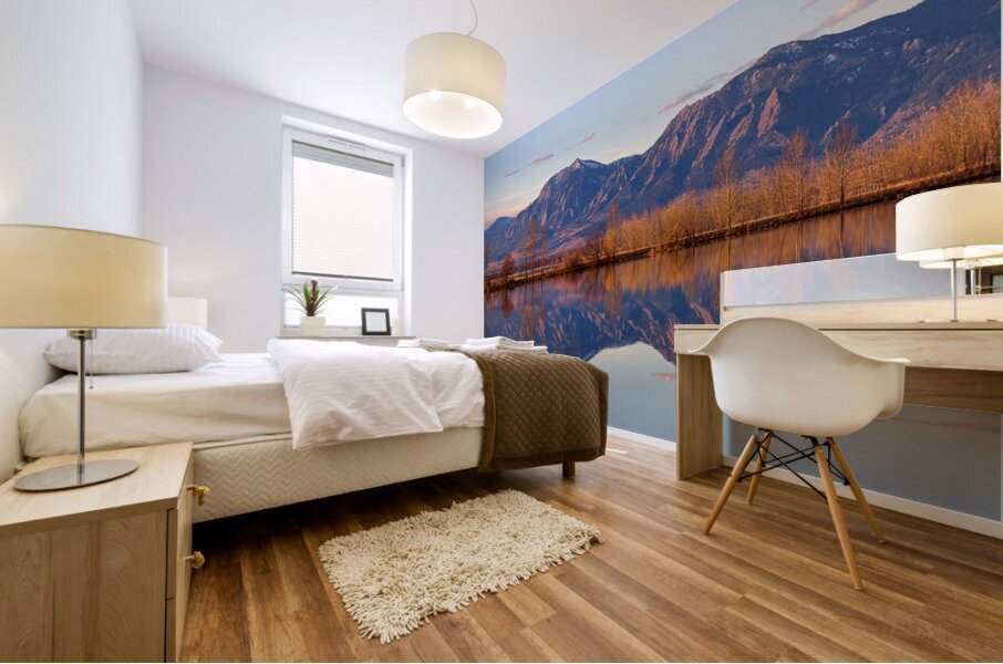 Flatirons Sunrise Reflections Light Panorama Boulder Colorado  Mural print