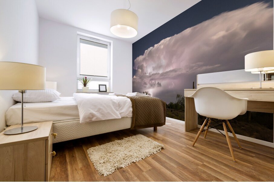 Arizona Monsoon Thunderstorm Illuminates the Desert Mural print