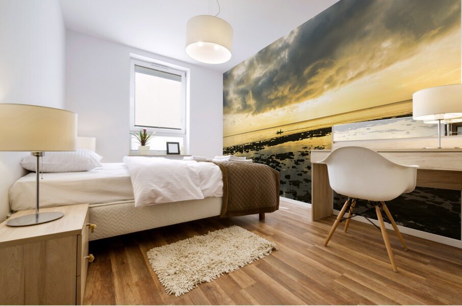 Golden Waters Carry the Morning Light Mural print