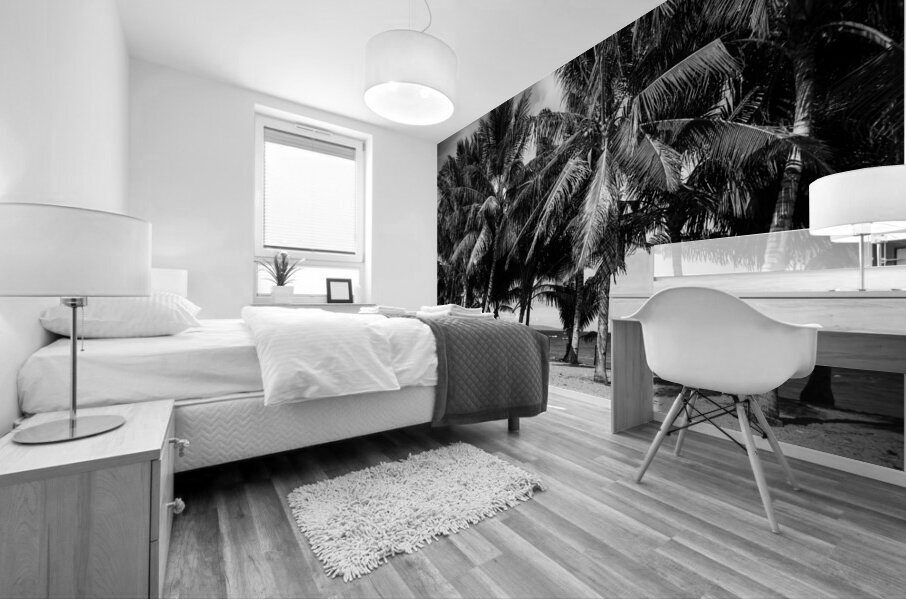Whispers of Monochrome Palms Mural print
