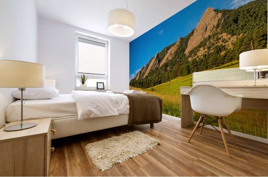 Boulder Colorado Flatirons Sunset Golden Light Mural print