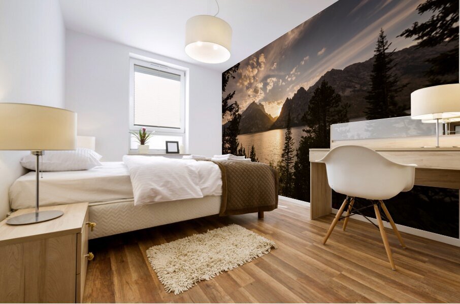 Alpenglow Kiss Jenny Lake Teton Sunset Mural print