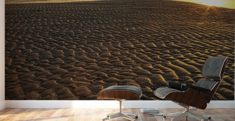 Ripples In the Sand Low Tide Golden Sunset Wall Murals