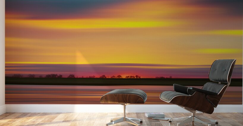 Abstract Sunset Over a Tree Line Wall Murals