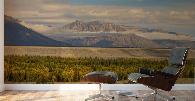 Autumn Grandeur Teton Mountain Range Wall Murals