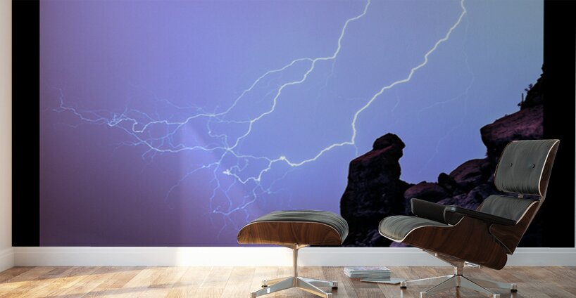 Praying Monk Camelback Mountain Lightning Monsoon Storm Limited  Wall Murals
