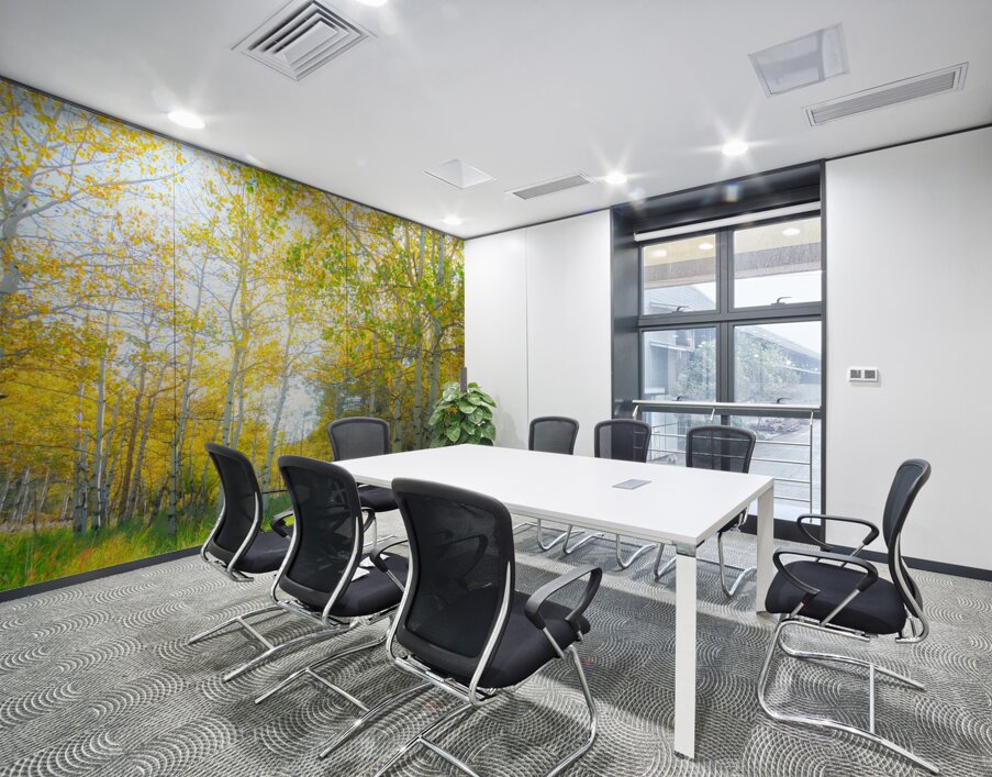 Golden Glimmer A Dance of Aspens in the Sun Wall Printing