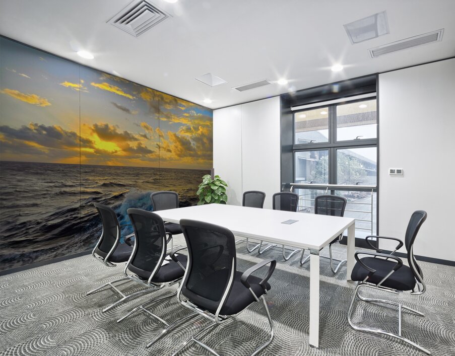 Ocean Sunset: Captivating Waves & Golden Sky Bliss Wall Printing