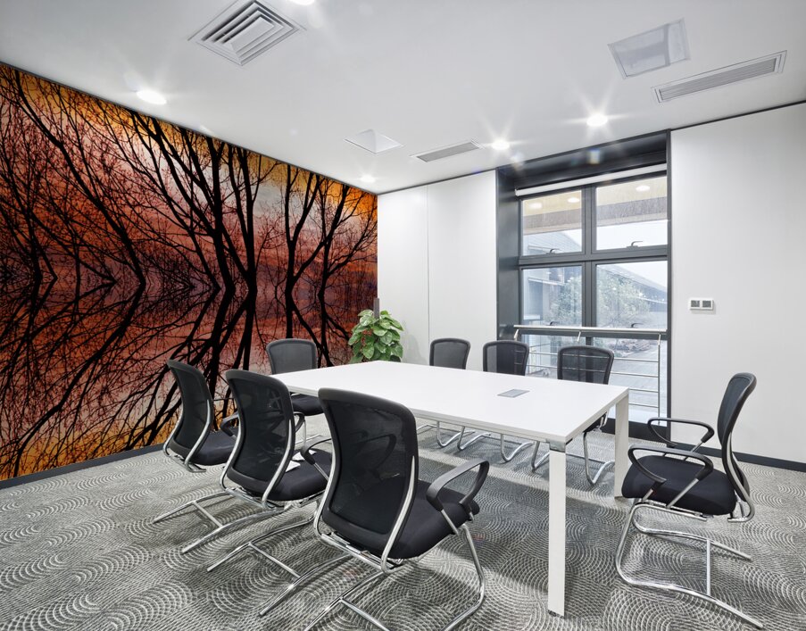 Sunset Tree Silhouette Abstract 2 Wall Printing