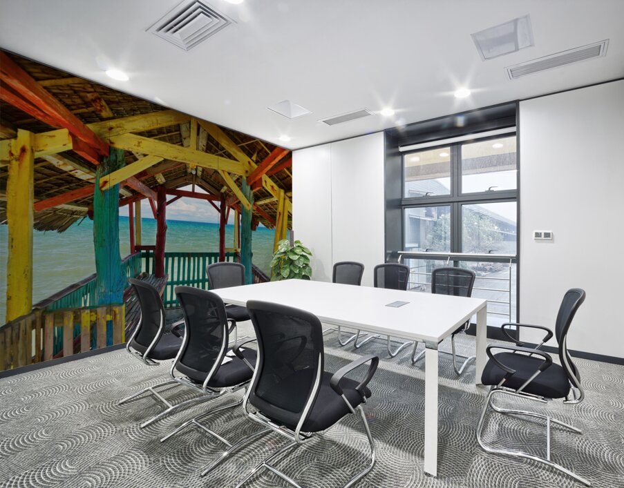 Sunlit Painted Frame Sea Gateway Wall Printing