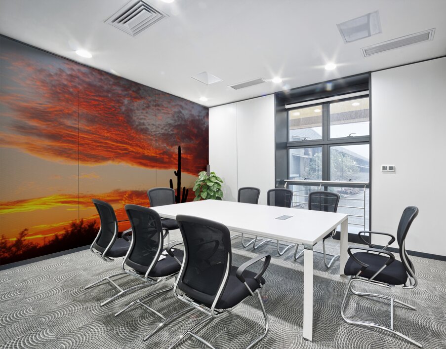  Fiery Arizona Sunset Behind a Silent Saguaro Wall Printing