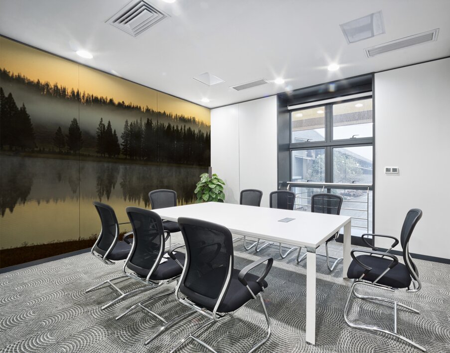 Yellowstone Wyoming Foggy Forest Lake Reflection Fine Art Print Wall Printing