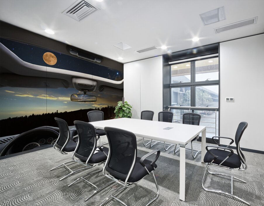 Moonlit Journey Through the Windshield and Sunroof Wall Printing