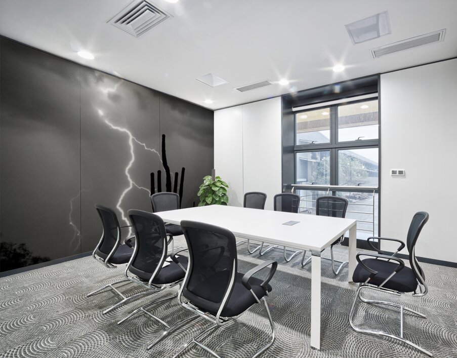 Black and White Lightning Over Arizona Desert Saguaro Wall Printing