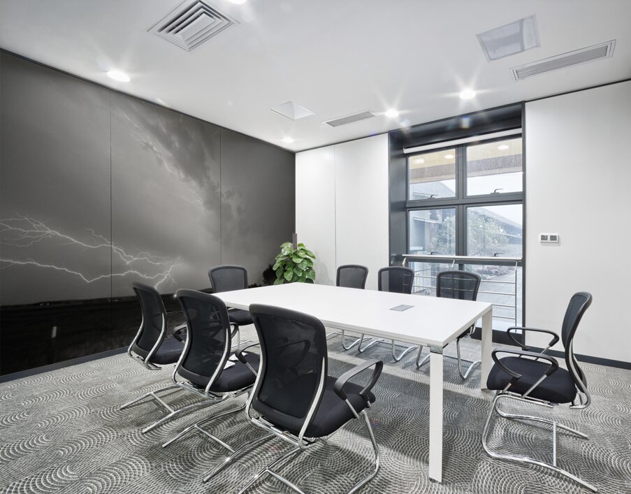 Black and White Lightning Thunderstorm with Color Light Trail Wall Printing