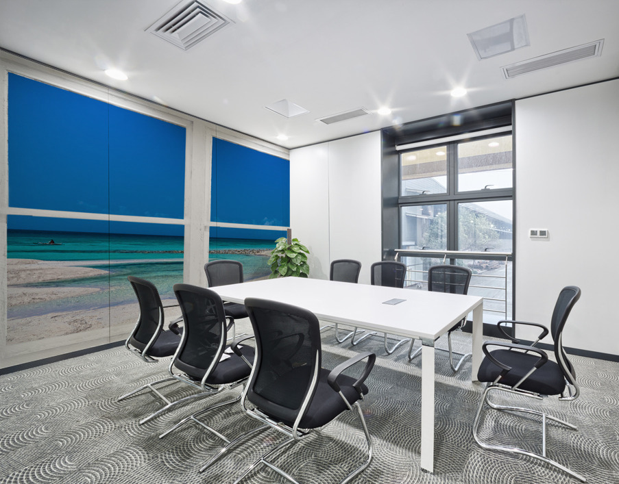 Tropical Blue Ocean Window View Wall Printing