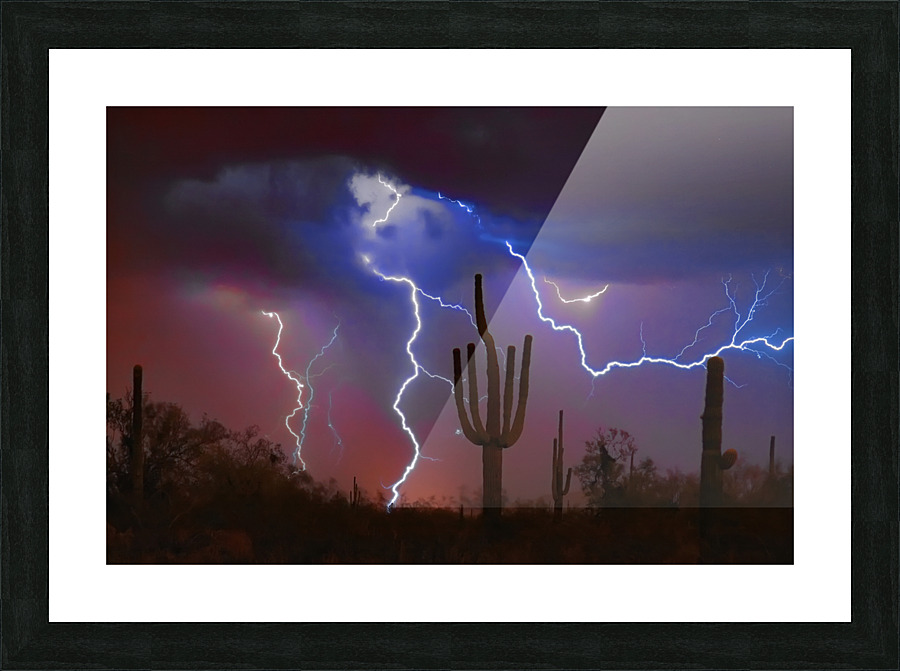 Saguaro Lightning Storm Frame print