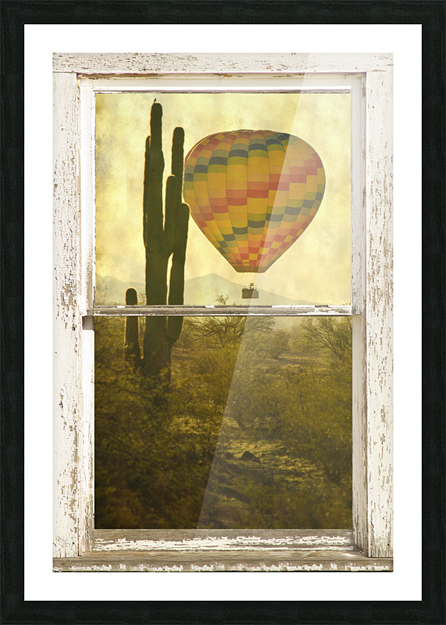 Arizona Hot Air Balloon White Window Peal View Frame print