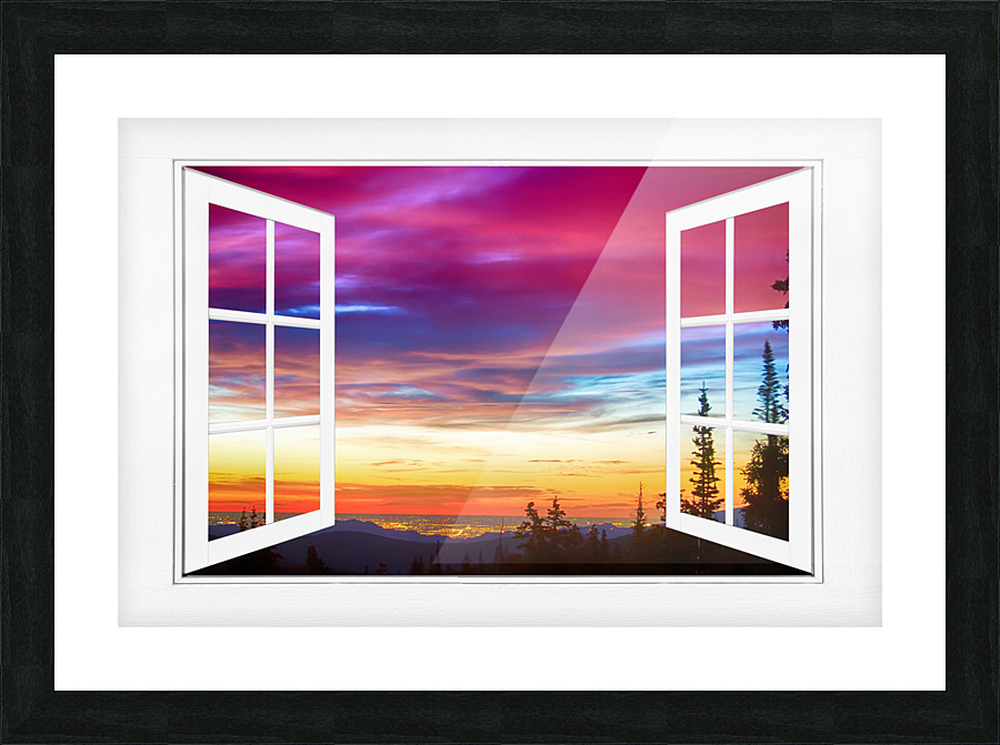 Early Morning Mountain Open White Picture Win Frame print