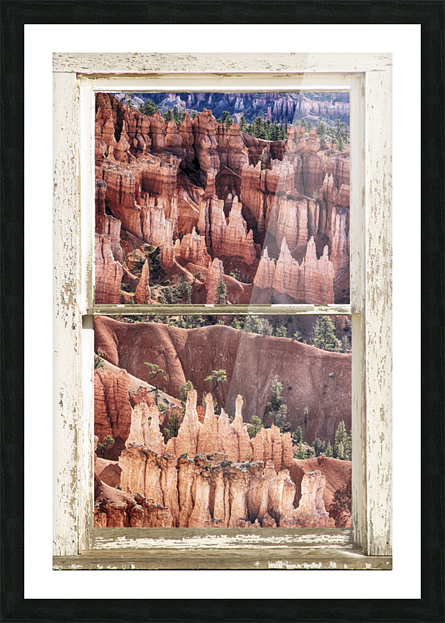 Bryce Canyon Utah View Through White Window Frame print