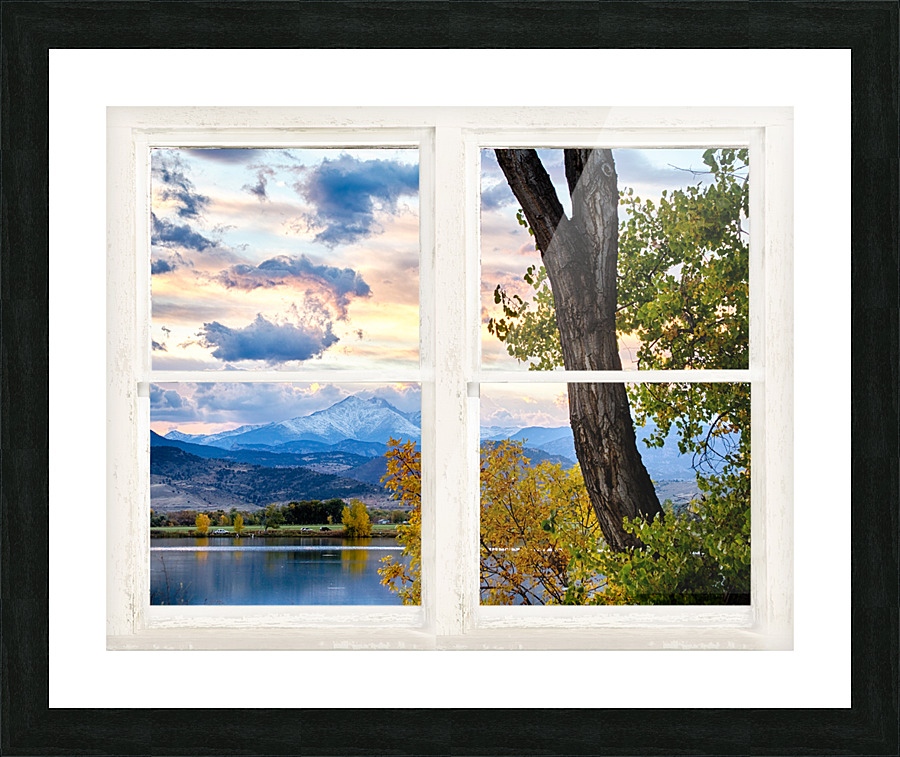 Colorado Rocky Mountain Lake Autumn White Window Frame print