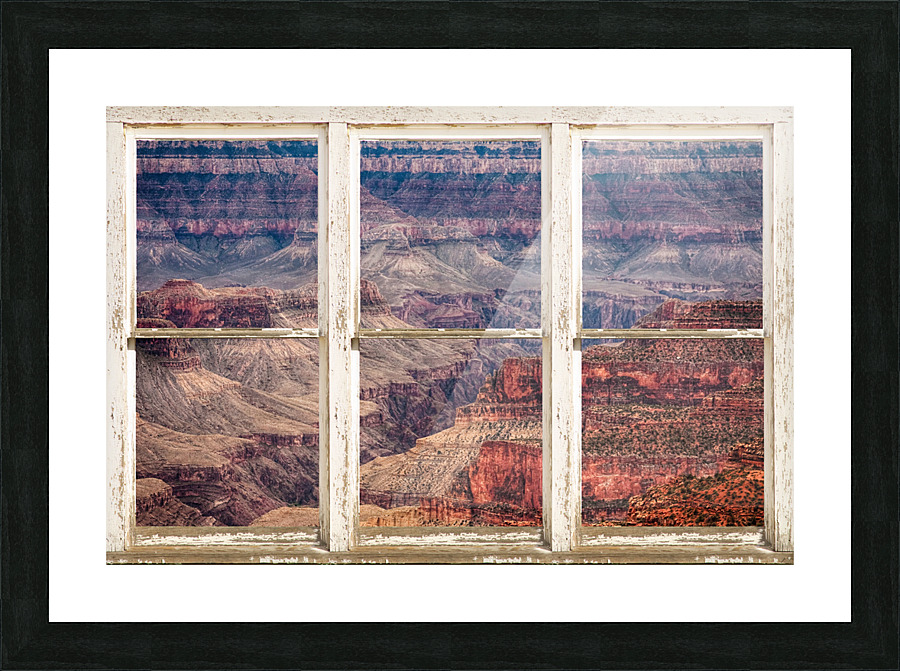 Rustic Window View Grand Canyon  Framed Print Print