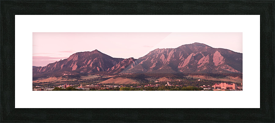 Flatiron first light Panorama Boulder CO  Framed Print Print